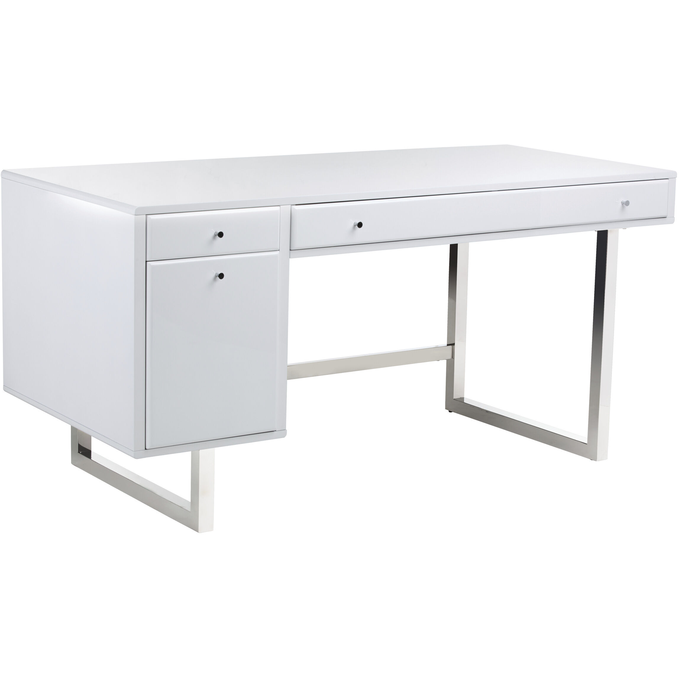 Camden 63 X 28 inch High Gloss White / Polished Desk